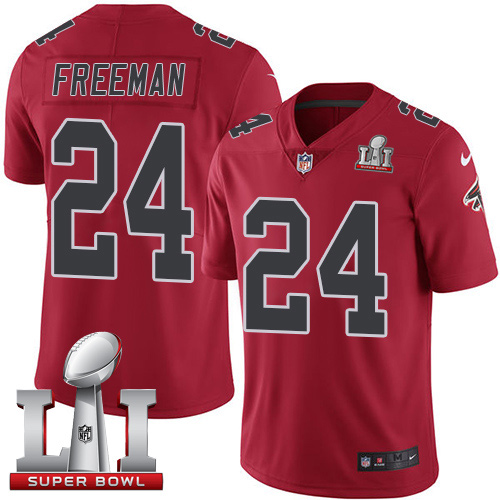 Nike Falcons #24 Devonta Freeman Red Super Bowl LI 51 Men's Stitched NFL Limited Rush Jersey